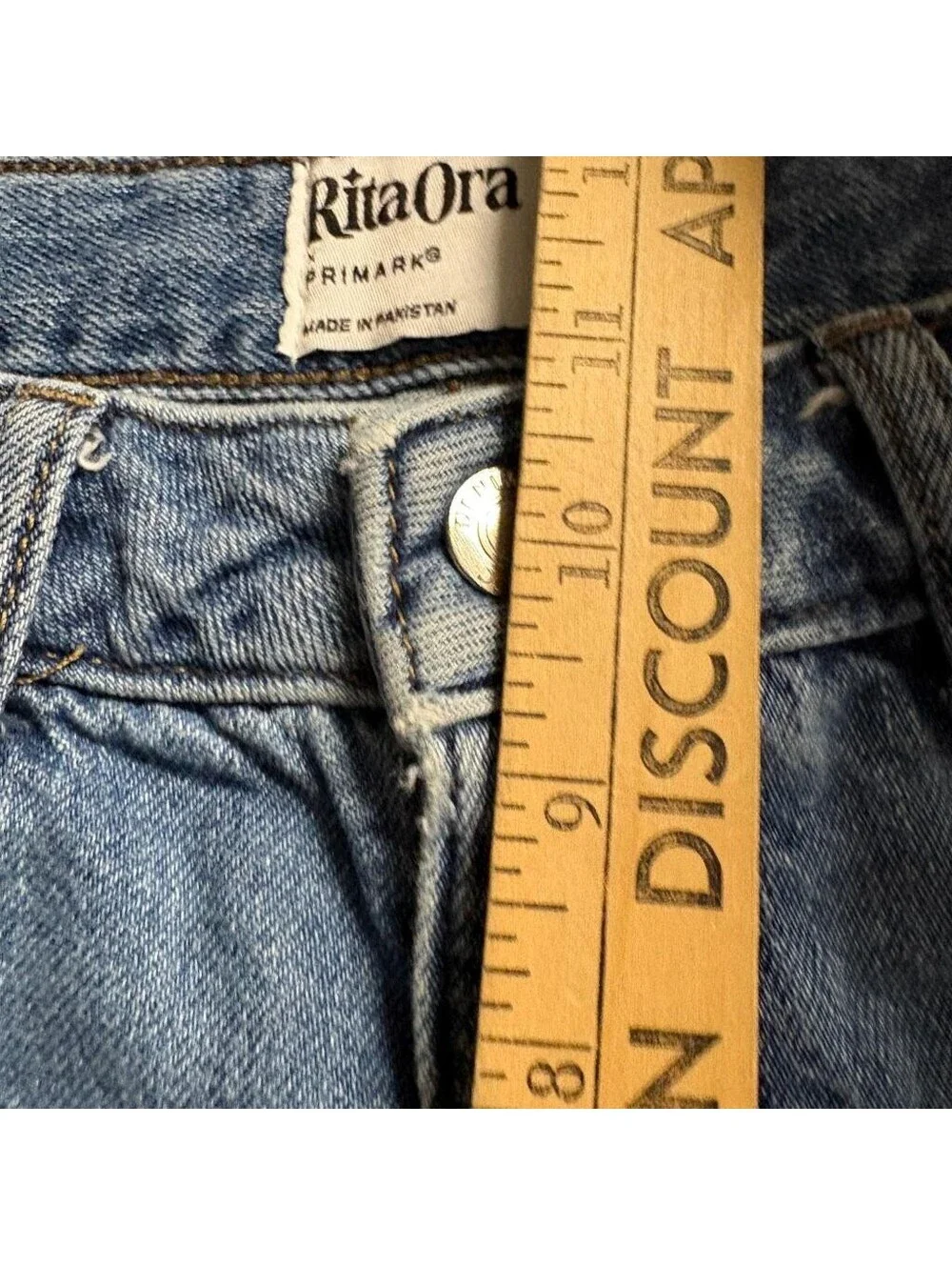 Primark Rita Ora Cargo Jeans Womens Size 2 Blue Denim Wide Leg High Rise 100%